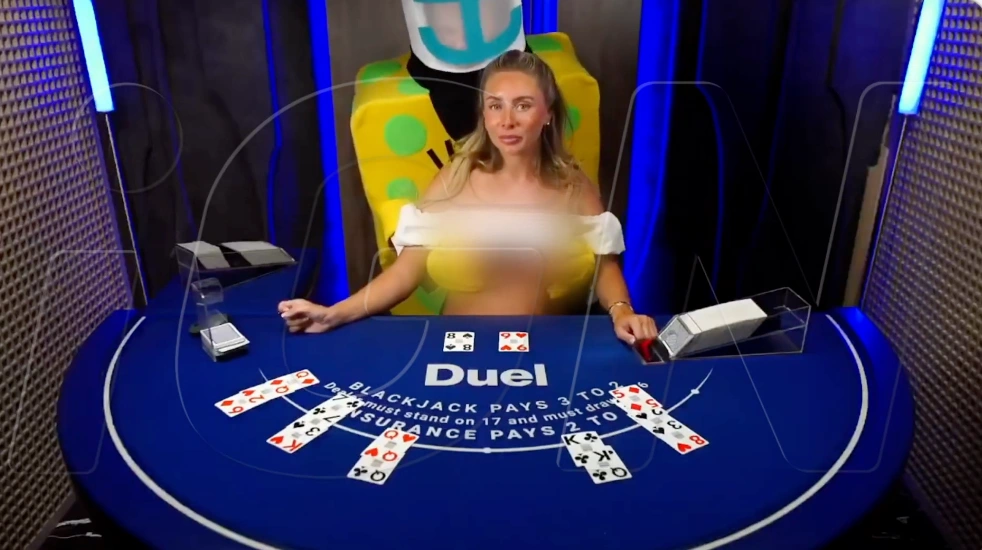 Bonnie Blue takes over the Duel blackjack table during the studio event